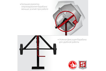 Бетономешалка чугунный венец Зубр БМЧ-180, 700Вт
