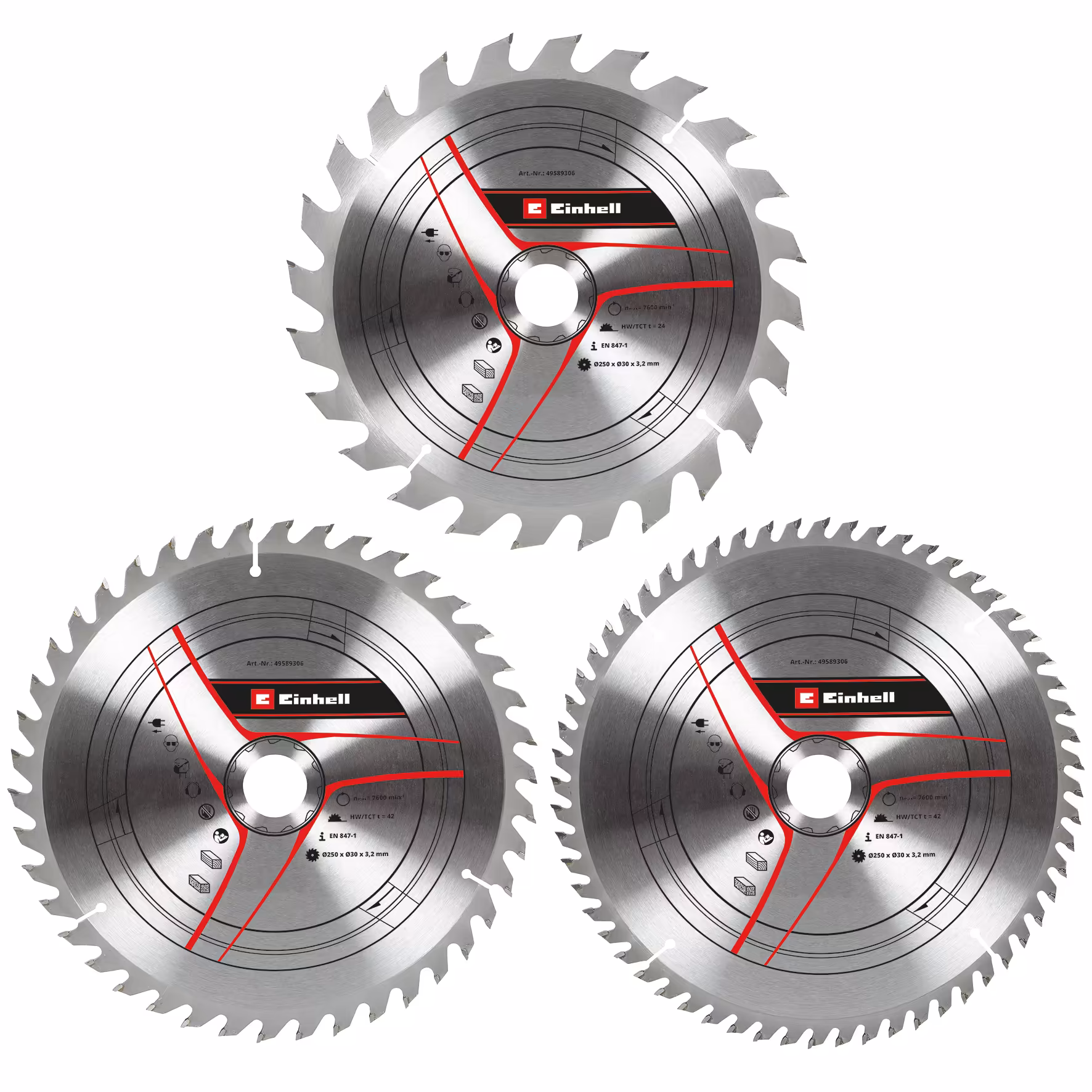 Набор циркулярных дисков Einhell Sbl Set D 250x30x3,2 T24/42/60 (49589306)